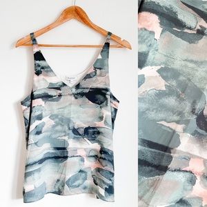 Reitmans pink and blue abstract print blouse Sz. M